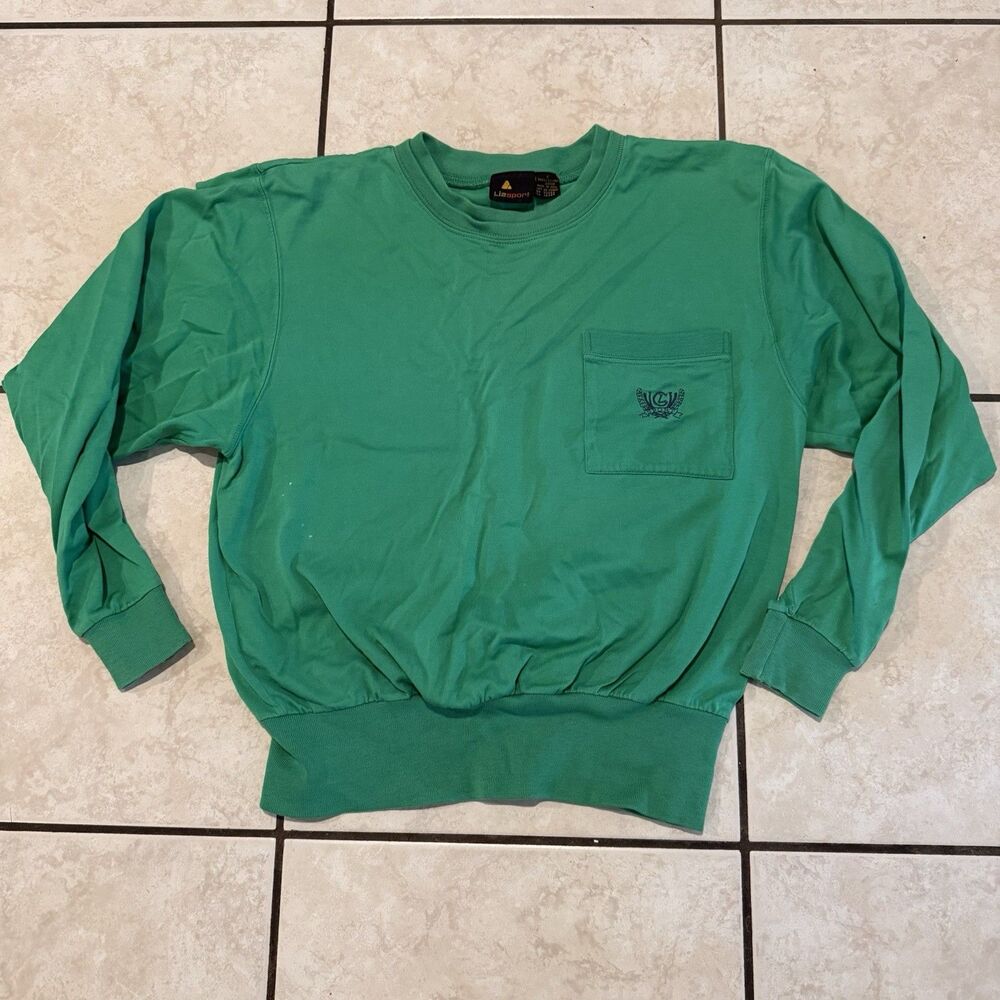Vintage Green 90’s Liz Sport Crewneck  Small Pocket Size Small ￼